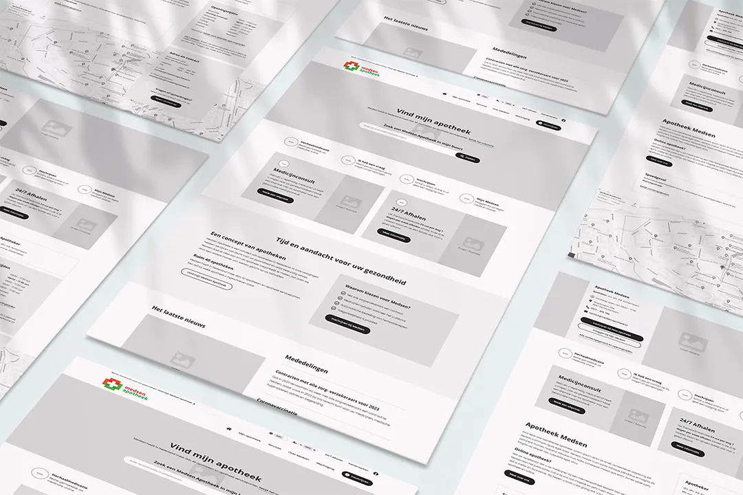 case medsen apotheek wireframe