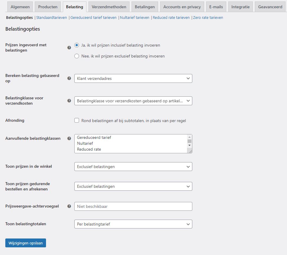 Wordpress belasting instellingen