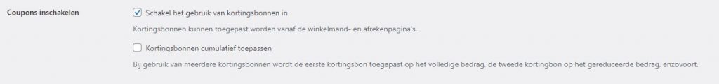 Wordpress webshop kortingsbonnen / coupons inschakelen