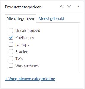 Wordpress webshop productcategorie